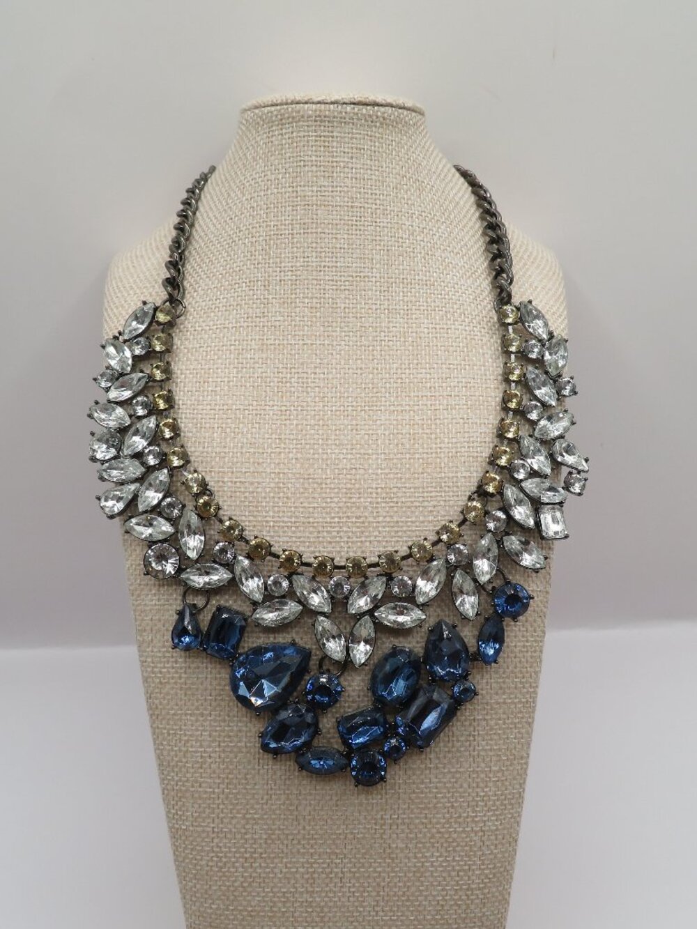 BaubleBar Statement Clear Yellow Blue Crystals Necklace